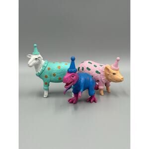Ankyo Party Animals Sheep Pig & Dinosaur Figures Target Lot Of 3